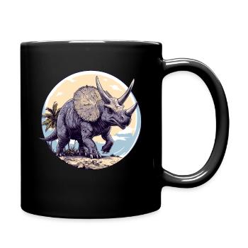 Triceratops, Dinosaurier in Natur - Tasse einfarbig - Schwarz - Rechts