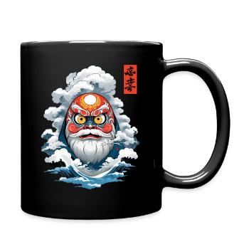 Japanese Daruma Aesthetic Vintage Yokai - Full Colour Mug - black - Right