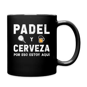 Padel und Bier, darum bin ich hier - Tasse einfarbig - Schwarz - Rechts