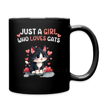 Juste une fille qui aime les chats, chat mignon noir et blanc - Mug uni - noir - Droite