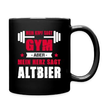Mein Kopf Sagt Gym Mein Herz Sagt Altbier Cheatday - Tasse einfarbig - Schwarz - Rechts