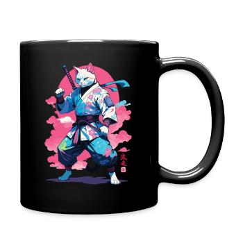 Conception esthétique Samurai Cat Vaporwave - Mug uni - noir - Droite