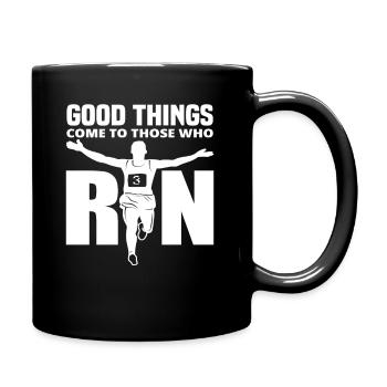 Gute Dinge Kommen Zu Denen Die Laufen - Tasse einfarbig - Schwarz - Rechts