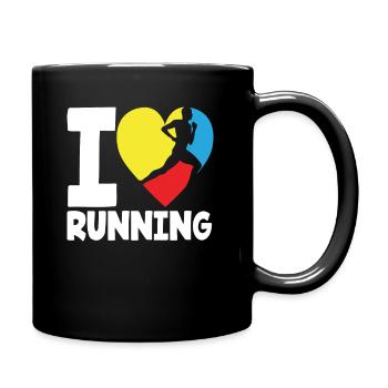 Ich Liebe Laufen Buntes Herz Läufer - Tasse einfarbig - Schwarz - Rechts