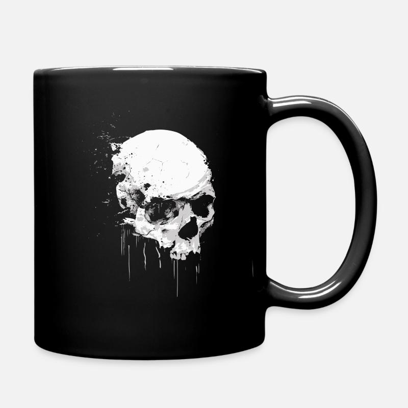 Skull Halloween Aquarell - Splash Art Totenkopf - Tasse einfarbig - Schwarz