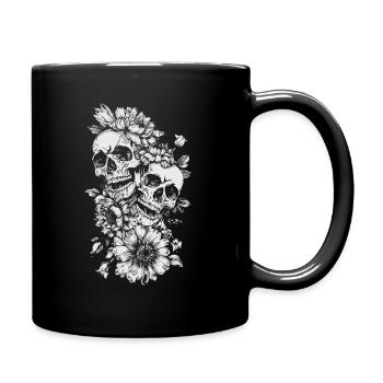 Crâne Couronne de fleurs d’Halloween - Squelette de crâne - Mug uni - noir - Droite
