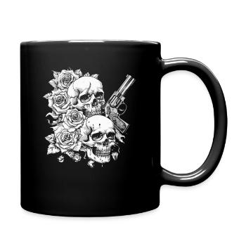 Crâne Halloween Roses - Crâne Revolver Design - Mug uni - noir - Droite