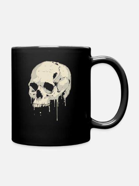 Skull Halloween Tropfen Look - Totenkopf Skelett - Tasse einfarbig - Schwarz