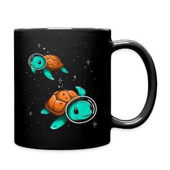Space Turtles Astronaut Galaxie Lustiges Niedliches Design - Tasse einfarbig - Schwarz - Rechts