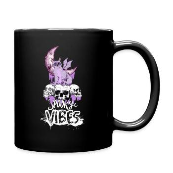 Mystic Cat and Skull Halloween Design - Full Colour Mug - black - Right