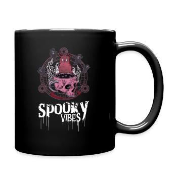 Rote Katze und Totenkopf-Tasse Design - Tasse einfarbig - Schwarz - Rechts