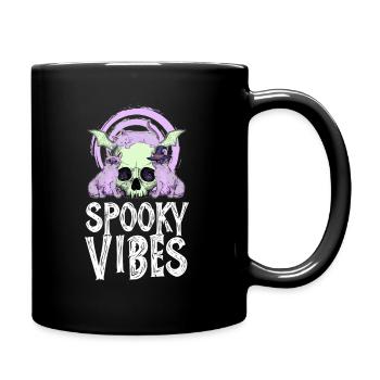 Purple Cats and Skulls Halloween Design - Full Colour Mug - black - Right