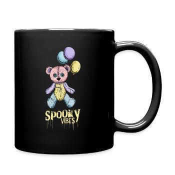 Tattered Teddy Bear with Balloons Halloween Design - Full Colour Mug - black - Right