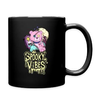 Teddy bear with coffin and moon Halloween design - Full Colour Mug - black - Right
