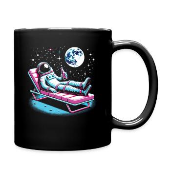 Astronaut in space, space planet earth chilling - Full Colour Mug - black - Right