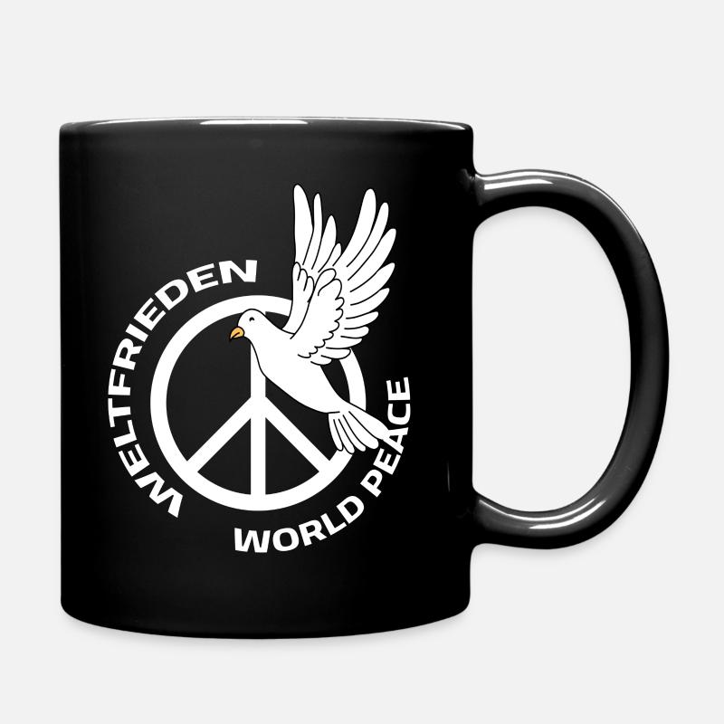 Weltfrieden Weltfriedenstag Friedenstaube Peace - Tasse einfarbig - Schwarz