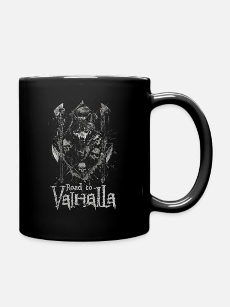 Finsterer Wolf Road to Valhalla Design - Tasse einfarbig - Schwarz