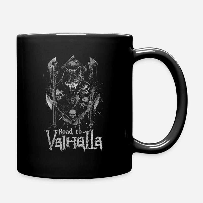 Finsterer Wolf Road to Valhalla Design - Tasse einfarbig - Schwarz