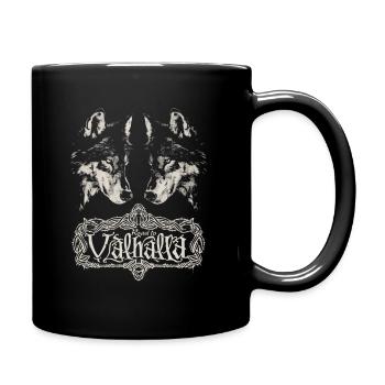 Spiegelbild Wolf Road to Valhalla Design - Tasse einfarbig - Schwarz - Rechts
