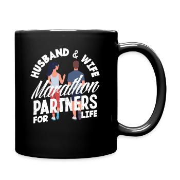 Ehemann und Ehefrau Marathon Partner fürs Leben - Tasse einfarbig - Schwarz - Rechts