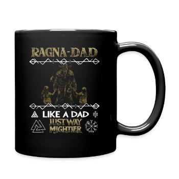 RAGNA-DAD Père viking avec enfants pour la fête des pères - Mug uni - noir - Droite