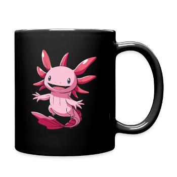 Niedliches Kawaii Axolotl für Axolotl-Fans - Tasse einfarbig - Schwarz - Rechts
