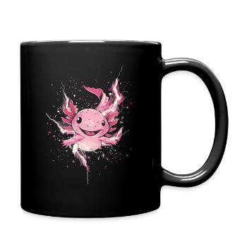 Kawaii Axolotl mit Blitzen für Axolotl-Fans - Tasse einfarbig - Schwarz - Rechts