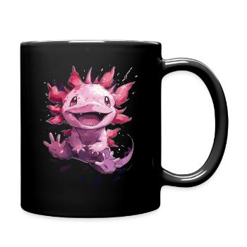 Kawaii Axolotl voller Freude für Kinder und Fans - Tasse einfarbig - Schwarz - Rechts