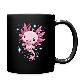 aKawaii Axolotl with Stars for Kids and Fans - Full Colour Mug - black - Right
