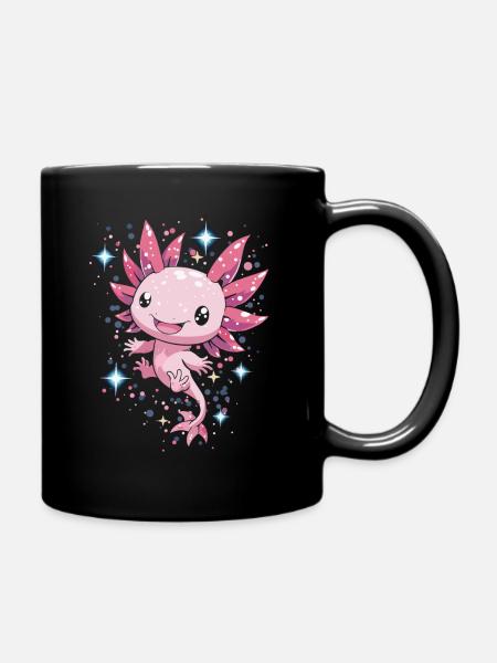 aKawaii Axolotl avec des étoiles pour les enfants et les fans - Mug uni - noir