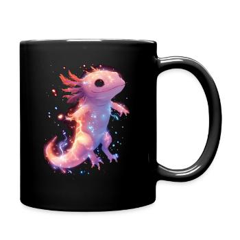 Glowing Magic Axolotl with Electricity - Full Colour Mug - black - Right