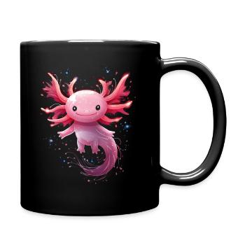Magical kawaii axolotl in glittering surroundings - Full Colour Mug - black - Right