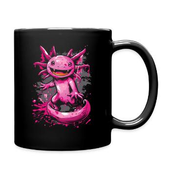 Kawaii Axolotl in Pink with Energy and Style - Full Colour Mug - black - Right