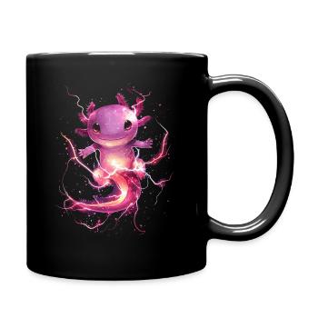 Glowing Axolotl with Magic Electricity - Full Colour Mug - black - Right