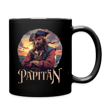 Drôle de pirate avec le dicton Papitän - Mug uni - noir - Droite