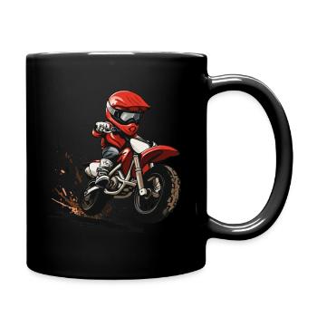 Motocross für Kinder - Tasse einfarbig - Schwarz - Rechts
