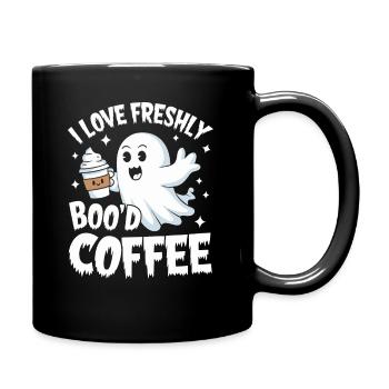 Ich Liebe Frisch Gebrühten Boo'd Kaffee Halloween - Tasse einfarbig - Schwarz - Rechts