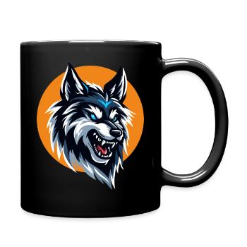 Tête de loup - Mug uni - noir - Droite