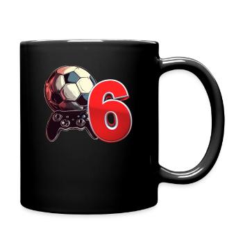 Football and Gaming Birthday Boy 6 Years - Full Colour Mug - black - Right