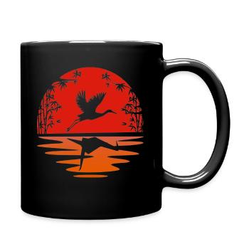 Crane Cute Lover Origami Animal Nature Bird - Full Colour Mug - black - Right