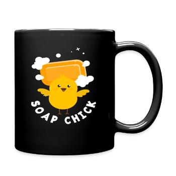Seifen-Küken Lustiges Cartoon-Huhn - Tasse einfarbig - Schwarz - Rechts