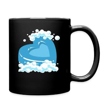 Blue heart with foam motif - Full Colour Mug - black - Right