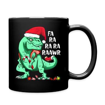 Funny T-Rex in Santa Hat FA RA RAWR Christmas Gift - Full Colour Mug - black - Right
