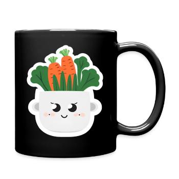 kawaii Gemüse - Tasse einfarbig - Schwarz - Rechts