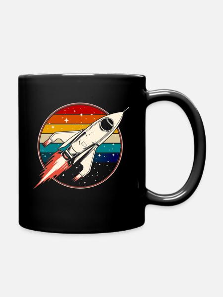 Retro Rakete Raumschiff Vintage - Tasse einfarbig - Schwarz