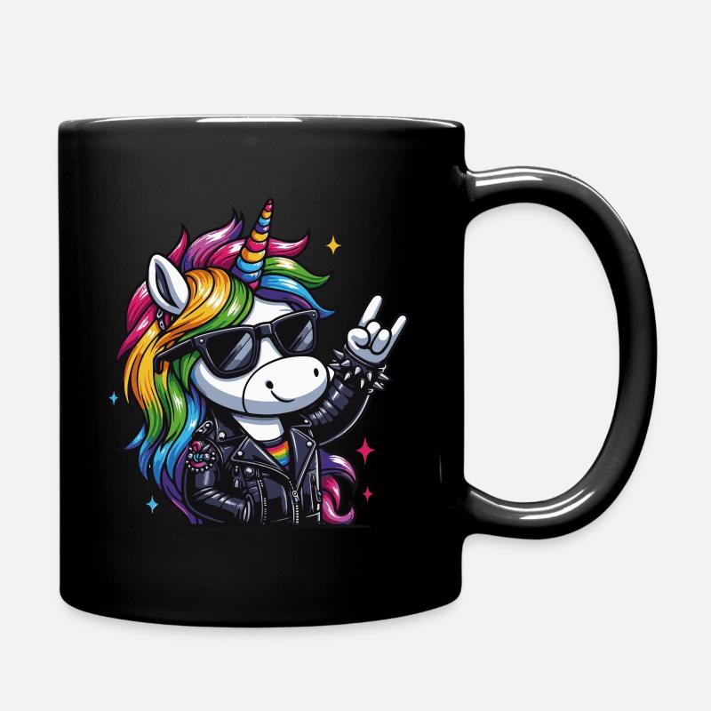 Rocker Einhorn Heavy Metal Unicorn - Tasse einfarbig - Schwarz