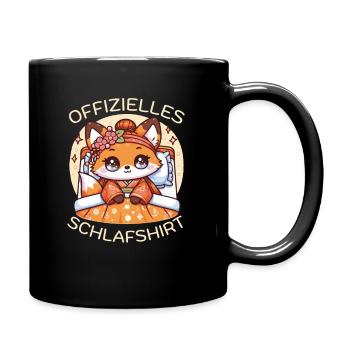 Offizielles Schlafshirt Fuchs niedliche süße Tiere - Tasse einfarbig - Schwarz - Rechts