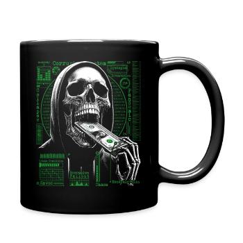 Hacker Skull Eating Dollar - Anarchie et corruption - Mug uni - noir - Droite