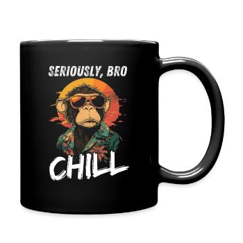 Seriously Bro Chill Affe Meme Sonnenuntergang - Tasse einfarbig - Schwarz - Rechts