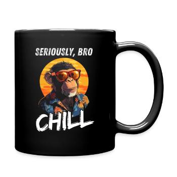 Seriously Bro Chill Affe Zocker Sonnenuntergang - Tasse einfarbig - Schwarz - Rechts